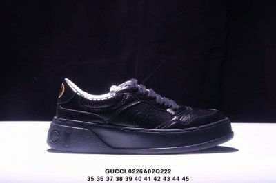 Gucci古驰Chunky B Gg饼干鞋皮革低帮系带 时尚板鞋男女款黑色 Xm0226Q222