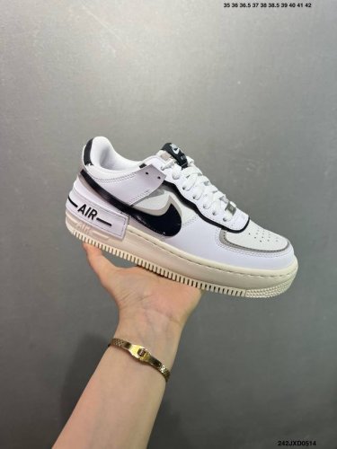 公司级空军马卡龙果冻系列 耐克 Nike Air Force 1 Shadow Af1解构机能拼接 空军一号轻量增高魔术贴低帮百搭板鞋，一改原先的常规 Swoo