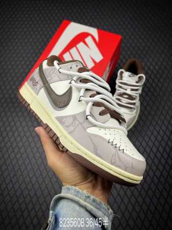 B Nike Dunk Low 考拉派对 破碎网格 美式复古 低帮休闲板鞋 Dd1503-124 #配色灵感来源于复古机能风，选择了黑棕色做旧风格为底，解构贴皮 - 点击图像关闭
