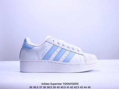 阿迪达斯 三叶草adidas Originals Superstar Xlg 贝壳头系列低帮厚底松糕经典百搭休闲运动板鞋b“皮革深蓝米白生胶底”Id5699 尺