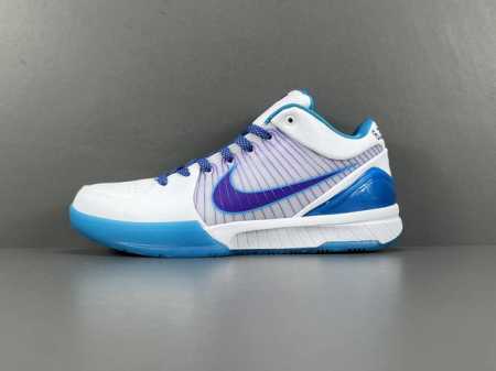 渠道优势，支持代发！ Og版：科比4 白蓝 Nike Zoom Kobe4 Mambacita Gigi 耐磨透气 低帮 实战篮球鞋 男女同款 货号：Av633 - 点击图像关闭