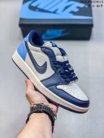 头层带半码 air Jordan 1 Low Og Obsidian 低帮 黑曜石 Aj1 乔丹1代 Aj1 乔1 低邦 黑白蓝 乔丹篮球鞋系列 整体以白色皮革