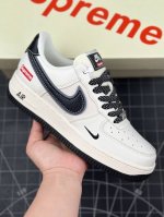 核心私 公司级nk Air Force 1 '07 Low “Supreme联名--米黑勾满天星”空军一号 低帮运动休闲鞋 折边针车 工艺难度大 原楦头原纸板