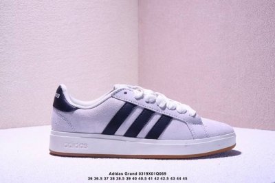 140 adidas/阿迪达斯 男女鞋真标半码制，原楦原纸版开发，采用翻毛皮组合纤维革饰片鞋面材质，外置耐磨橡胶鞋底出众复古风,出街吸睛力！阿迪达斯Adidas