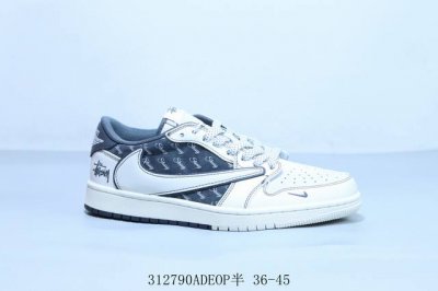 乔丹Air Jordan 1 Low Aj1 乔1低帮复古文化休闲运动篮球鞋倒勾斯图西 货号 Sj2068-123 312790Adeop半 36-45