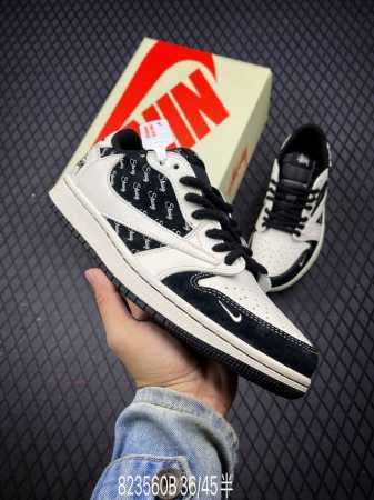B Travis Scott x Fragment Design x Air Jordan 1 Low OG SP AJ1 乔1 斯图西联名-黑白英文 低帮文化 - 点击图像关闭