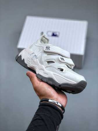 Ny美国榄球洋基队限定 X Mlb Big Ball Chunky Mesh 厚底老爹系列低帮魔术贴轻量休闲运动慢跑鞋凉鞋“白灰鳄鱼纹ny印花” 货号：3Asd - 点击图像关闭