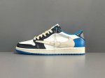 渠道优势，支持代发！ X版：顶级Aj1 黑蓝白联名 低帮 倒钩 莞产 Travis Scott X Fragment Design X Air Jordan 1