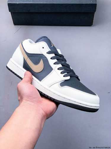 公司级头层！耐克Nike Air Jordan 1 Low Aj1 乔1 低帮潮流运动休闲板鞋。Aj1 低帮拼接 完美版型真头层牛皮# 内置缓震气垫 原鞋开模