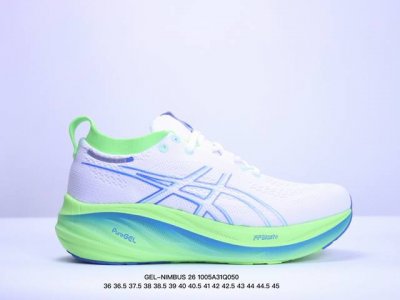 公司级asics 亚瑟士gel-Nimbus 26稳定跑鞋鞋面采用双层提花网面设计，提高包裹性和透气性，后跟搭载稳定系统科技t-Gel提升整体支撑力和结构感，减
