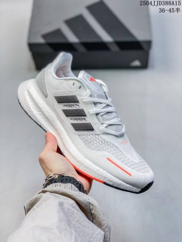 公司级Adidas pureboost 22 阿迪达斯 爆米花缓震中底跑步鞋 鞋面以织编材质为基底 后及跟脚趾处融全入新设计 通过格网印刷支将撑材料于附鞋面上