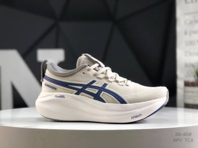 亚瑟士 Asics Gel-Nimbus 27 舒适防滑耐磨低帮休闲跑步鞋 鞋底采用了轻质发泡材料 并在后跟和前掌处采用了Asics亚瑟士核心科技-Gel缓震胶
