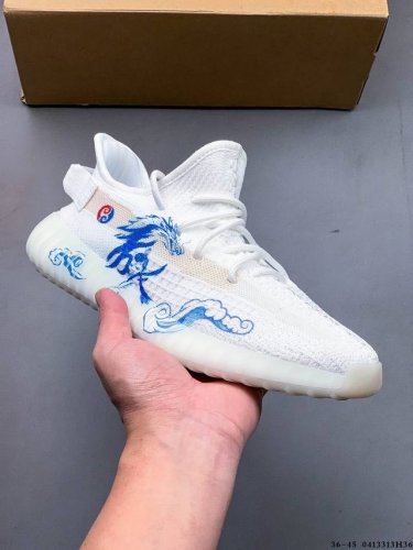 Diy定制涂鸦 阿迪达斯Adidas Yeezy Boost 350V2 涂鸦 百搭休闲鞋 0413313H36