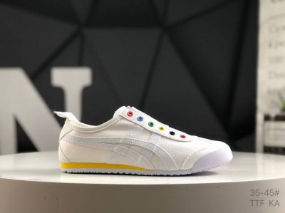 真标带半码 亚瑟士 Onitsuka Tiger Mexico66 paraty Slip-On 亚瑟士鬼塚虎一脚蹬经典休闲帆布鞋 虎爪造型的Logo 鞋身稳定