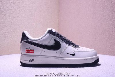 海外限量发售 公司级Nike Air Force 1 '07 Low 石头岛Supreme联名--米棕勾 空军一号 低帮 运动鞋 休闲鞋 折边针车 工艺难度大
