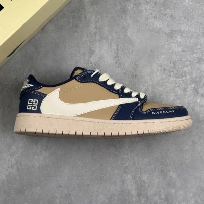 本地 核心私 耐克 Air Jordan 1 *纪梵希联名,设计师Diy高端定制 高级白棕蓝时尚配色 低帮休闲运动板鞋 采用柔软皮革面料带来超高舒适度体验的同时