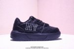 公司级Mlb 纽约洋基队 Chunky Liner Embo Monogram 印刻老花 时尚舒适 休闲运动 防滑耐磨增高 低帮 板鞋 货号:3Asxe015N