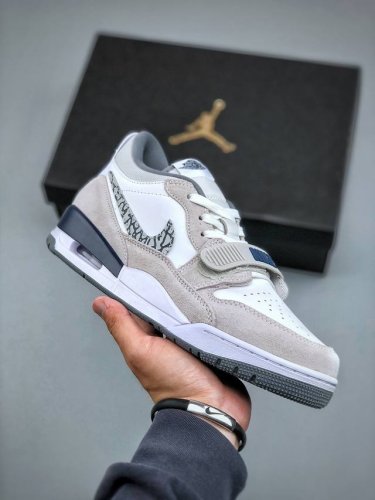 n版 店主主推版本 Nike Air Jordan Legacy 312 Low “白浅灰午夜蓝爆裂纹”乔丹最强三合一混合版 原厂私磨 原厂纸板 原厂盒装 完美