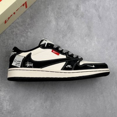 本地 核心私 Travis Scott X Fragment Design X Air Jordan 1 Low Og Sp Aj1 乔1 斯图西联名 黑白织布
