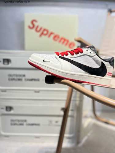 公司级头层皮Supreme X 乔丹Air Jordan 1 Low Aj1低帮系列篮球鞋 官方同步配色 原装级产物 #拒绝公底 立体鞋型 细节完美 高清洁度X