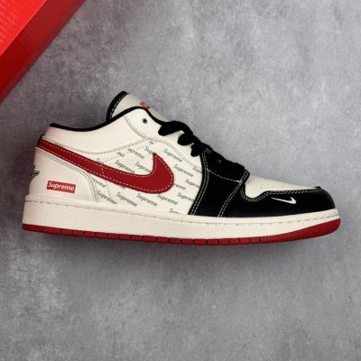 本地300 核心私 公司级Air Jordan 1 Low Aj1乔1 Supreme 联名定制款 低帮休闲板鞋 市场唯一独家头层皮打造 原鞋原档案开发 原厂皮