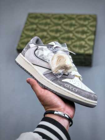 Travis Scott X Fragment Design X Air Jordan 1 Low Og Sp Aj1 古驰联名-米灰涂鸦 低帮文化休闲板鞋 D - 点击图像关闭