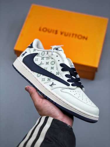 320支持放店 Travis Scott X Fragment Design X Air Jordan 1 Low Og Sp Aj1 乔1 Lv联名米深蓝暴力
