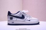 300 海外限量发售！公司级Nike Air Force 1 '07 Low “斯图西联名——黑双拼小刺绣”空军一号 低帮 运动鞋 休闲鞋 折边针车 工艺难度大