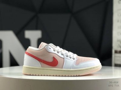 耐克 Jordan Air Jordan 1 Low Strawberry Milkshake舒适百搭防滑耐磨低帮复古籃球鞋 男女同款粉白色 码数：36-46