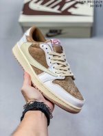 公司级aj1倒勾travis Scott X Air Jordan 1 ” Reverse Mocha “ Aj1乔1 Ts 闪电 联名倒钩 低帮文化篮球鞋 货