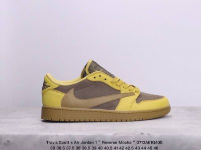 公司级aj1倒勾travis Scott X Air Jordan 1 ” Reverse Mocha “ Aj1乔1 Ts 闪电 联名倒钩 低帮文化篮球鞋 完