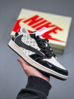 410支持放店 Travis Scott X Fragment Design X Air Jordan 1 Low Og Sp 乔1斯图西联名 黑荔纹花纹 低帮