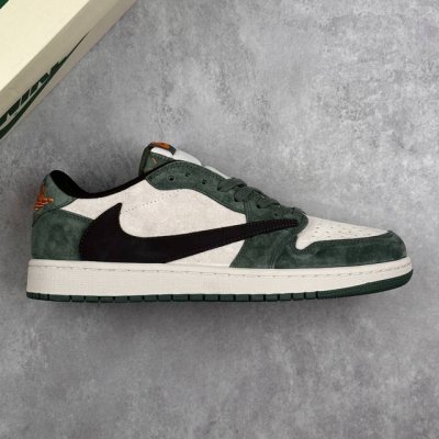 本地 核心私 Travis Scott X Air Jordan 1 Low 乔丹1代 倒钩联名麂皮绿 低帮文化运动篮球鞋 国内头部一线大厂品质 原鞋原楦头纸板