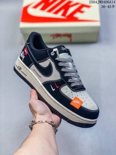 海外限量发售！公司级Nike Air Force 7 Low “斯图西联名--米黑双勾红标”空军一号 低帮 运动鞋 休闲鞋 折边针车 工艺难度大 原楦头原纸板
