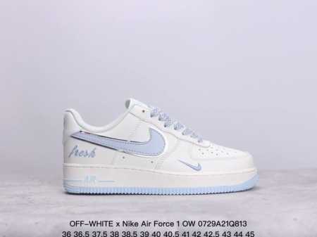 真标off-White X Nike Air Force 1 Ow联名空军一号 柠檬黄 全黑配色 鞋款延续了此次联名的设计风格，整体以白色为主调，鞋身内侧同样印 - 点击图像关闭