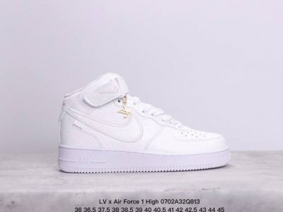 公司级lv X Air Force 1 High联名白橙印花 原楦头原纸板 打造纯正空军版型 专注外贸渠道 全掌内置蜂窝气垫 原盒配件 原厂中底钢印 拉帮完美