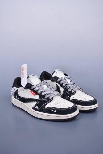 Fragment X Travis Scott X 斯图西 Air Jordan 1 Low 三方联名倒钩 全新的三方联名低帮倒钩鞋面延续了黑脚趾设计，整双鞋以