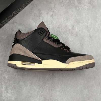 本地 核心私 A Ma Maniere X Air Jordan 3 Retro Black Aj3 乔3联名款 复古文化休闲运动鞋 #全鞋面将黑色作为底色奠定