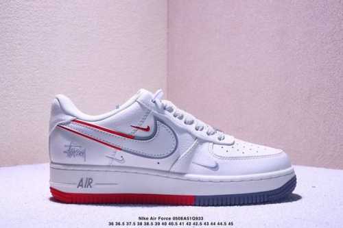 公司级Nike Air Force 1 '07 Low “斯图西联名 米白拼接灰红”空军一号 低帮 运动鞋 休闲鞋 折边针车 工艺难度大 原楦头原纸板 原装鞋盒