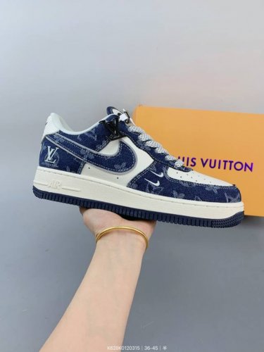 ：210 公司级Nike Air Force 1 '07 Low “Lv联名--深海蓝”空军一号 低帮 运动鞋 休闲鞋 折边针车 工艺难度大 原楦头原纸板 原装