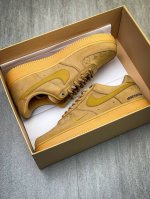 ￥290 纯原Lv联名Nike Air Force 1 Low 耐克 空军一号 低帮休闲板鞋 麂皮小麦色 Cj9179-200 M5 Size：36 36.5