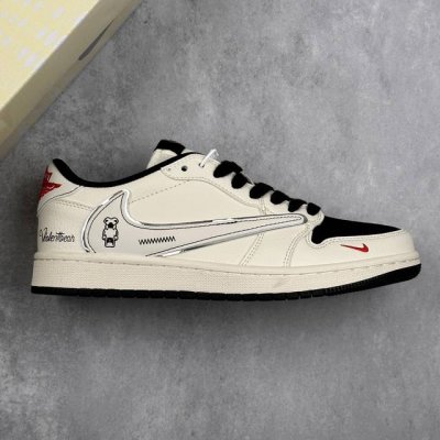 本地360 核心私 travis Scott X Fragment Design X Air Jordan 1 Low Og Sp 乔1暴力熊联名 卡通米黑 低