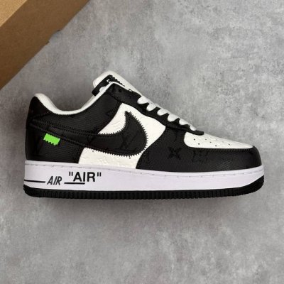 本地 核心私 nike Air Force 1 '07 Low X Lv Trainer Sneaker 联名 黑白印花绿钩 空军一号 低帮运动休闲鞋 折边针车