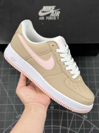 本地 核心私 耐克nike Air Force 1’07 Low Gs Linen 空军一号经典低帮百搭休闲运动板鞋“皮革亚麻棕浅粉白” #男女鞋真标半码制#升 - 点击图像关闭