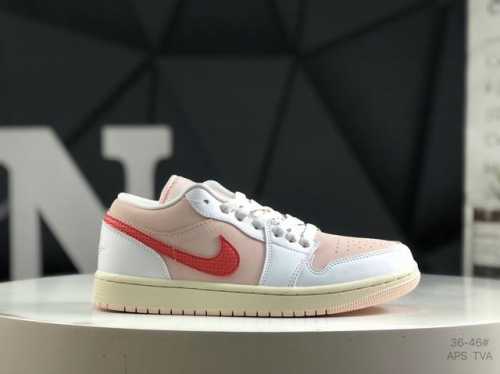 耐克 Jordan Air Jordan 1 Low Strawberry Milkshake舒适百搭防滑耐磨低帮复古籃球鞋 男女同款粉白色 码数：36-46