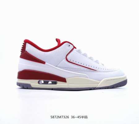 Air Jordan 2 3 Retro Aj2 3 乔2 3白红色 低帮篮球鞋 Fd0383-161 #采用白色鞋面，融合光滑皮革材料，侧面穿孔设计十分巧妙的 - 点击图像关闭