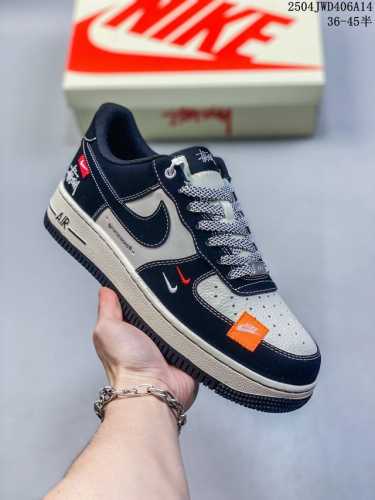 海外限量发售！公司级Nike Air Force 7 Low “斯图西联名--米黑双勾红标”空军一号 低帮 运动鞋 休闲鞋 折边针车 工艺难度大 原楦头原纸板