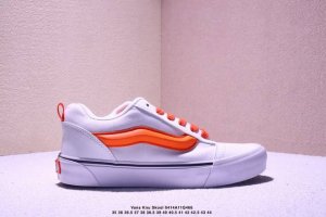 Vans Knu Skool Vans面包鞋全白橘条系带减震耐磨低帮板鞋男女同款 颜色：全白橘条 尺码：35 36 36.5 37 38 38.5 39 40