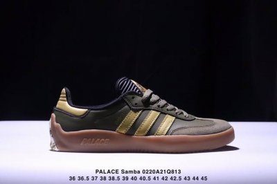 公司级Palace Xadidas Originals Samba Puig潮流休闲轻便耐磨防滑低帮板鞋男女同款 绿色 外观设计：这款板鞋采用了黑色和白色的搭配