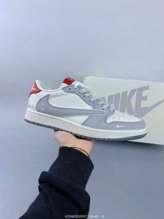 ：260 Travis Scott X Fragment Design X Jordan Air Jordan 1 Low Og Sp——“暴力熊联名——白灰红 - 点击图像关闭